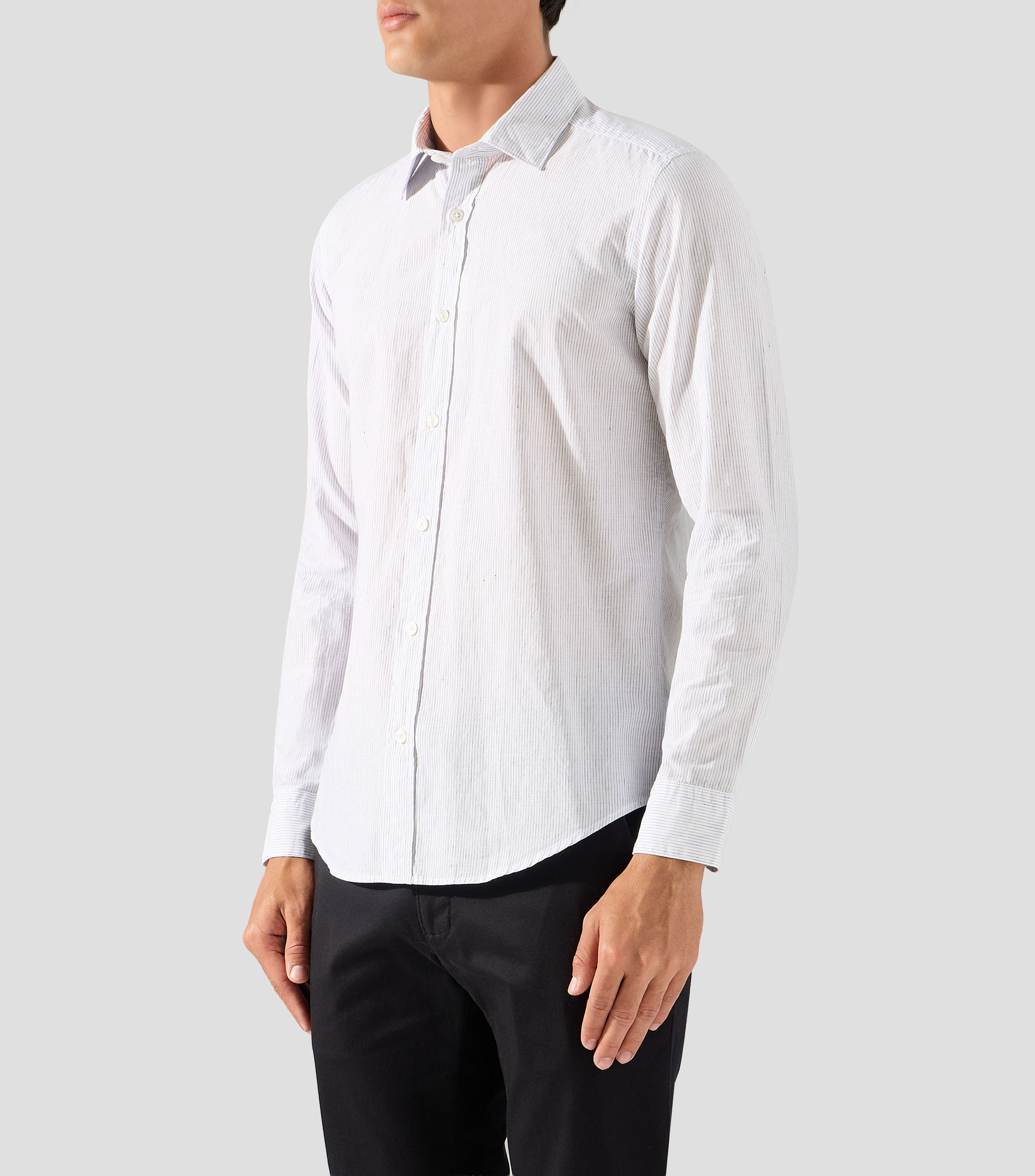Camisa a rayas manga larga Hombre